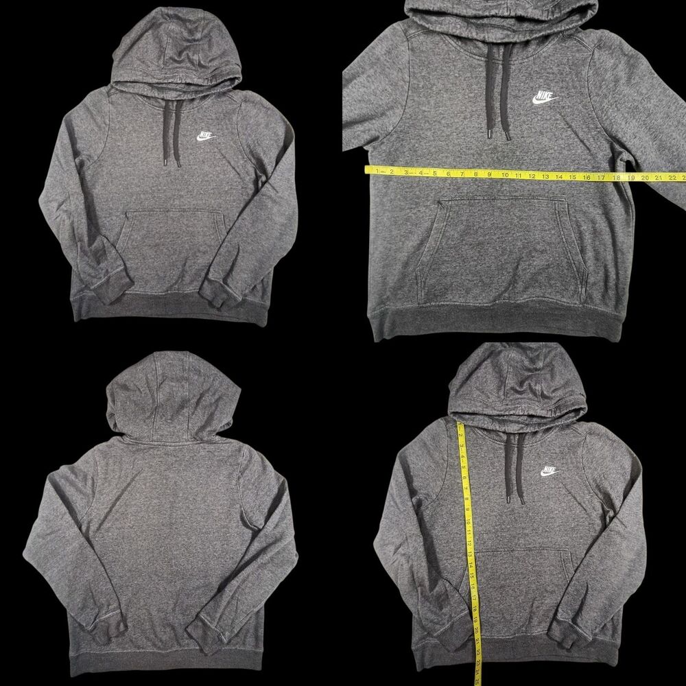 Nike Blue Tag Gray Pullover Hoodie Long Sleeve Womens Med Funnel Neck Sweatshirt